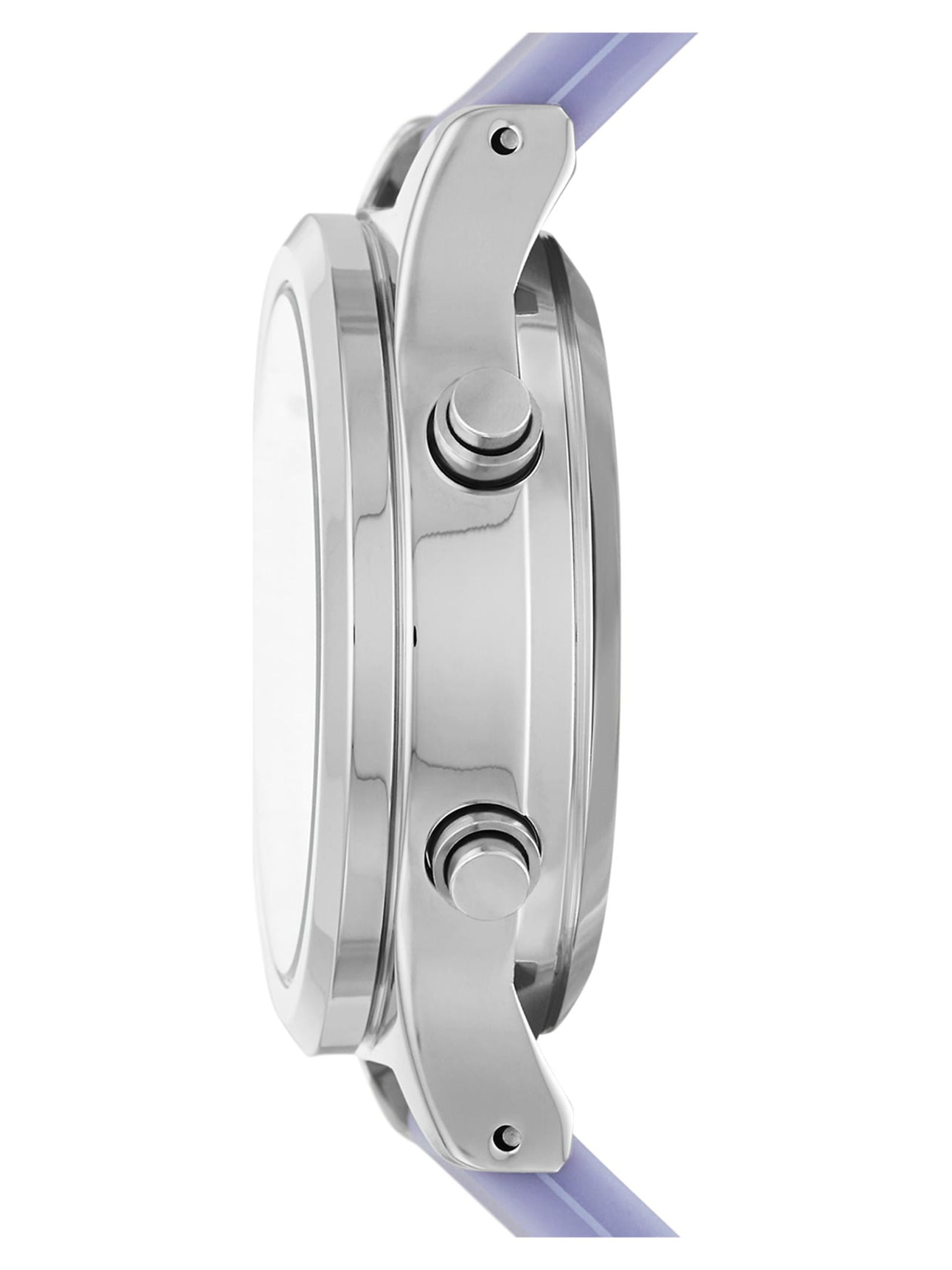 Time and Tru Women's Digital Wristwatch: Silver Tone Round Case, Lavender Soft Silicone Band (FMDOTT068) - Image 2