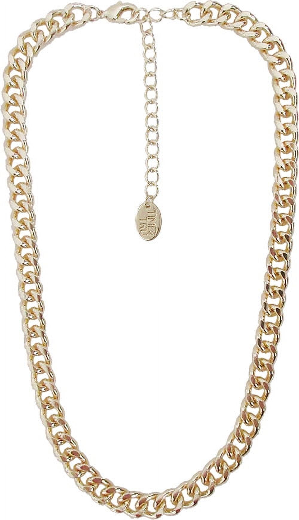 Time and Tru Women's Gold Tone Chunky Curb Chain Necklace 17" with Extender