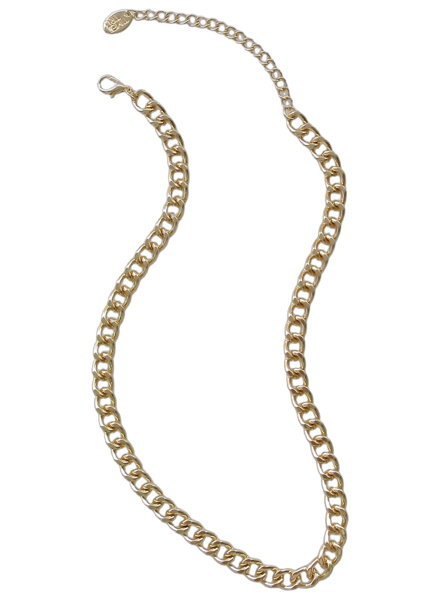 Time and Tru Women's Gold Tone Chunky Curb Chain Necklace 17" with Extender - Image 4