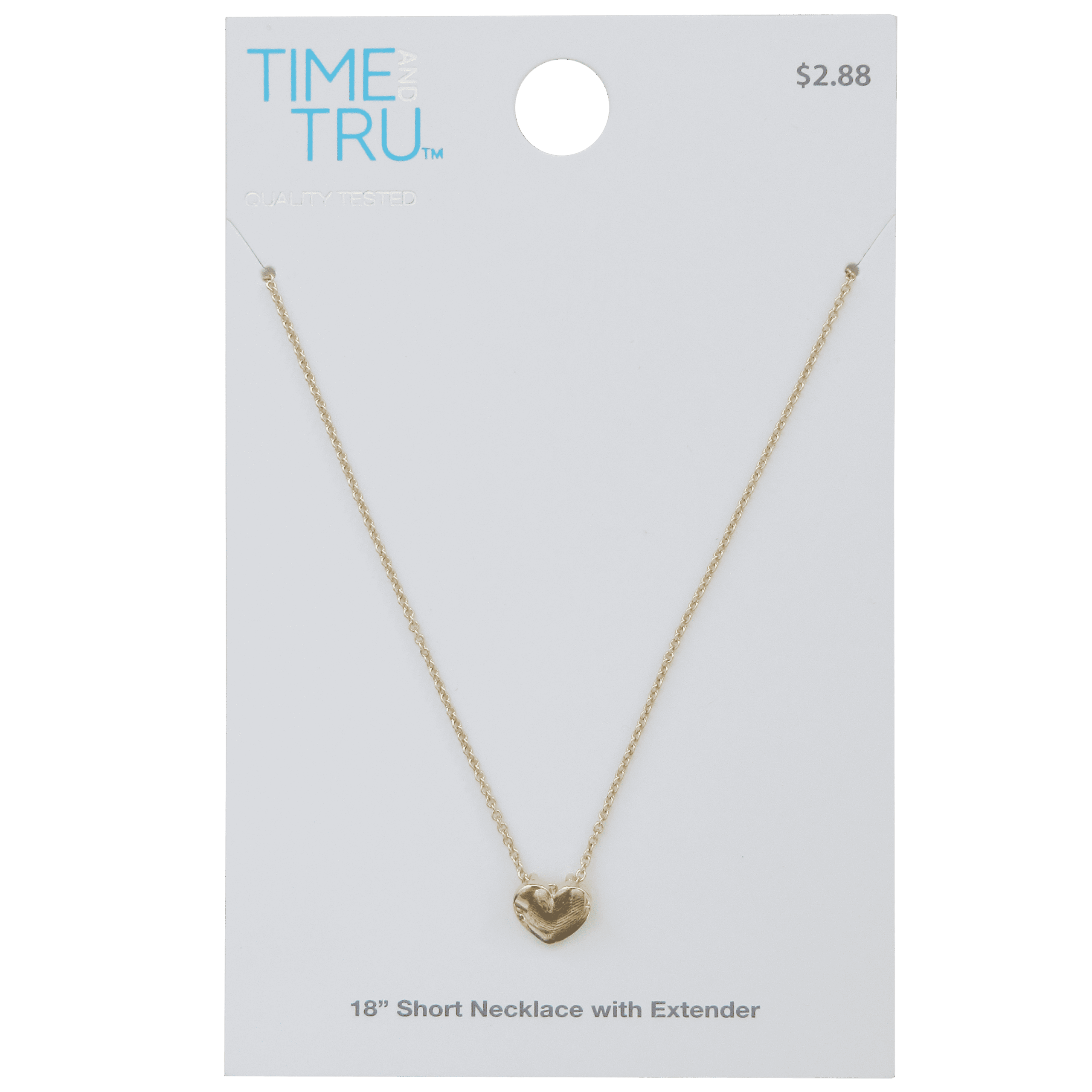 Time and Tru Women's Gold Tone Heart Pendant Necklace 18" with Extender - Image 3