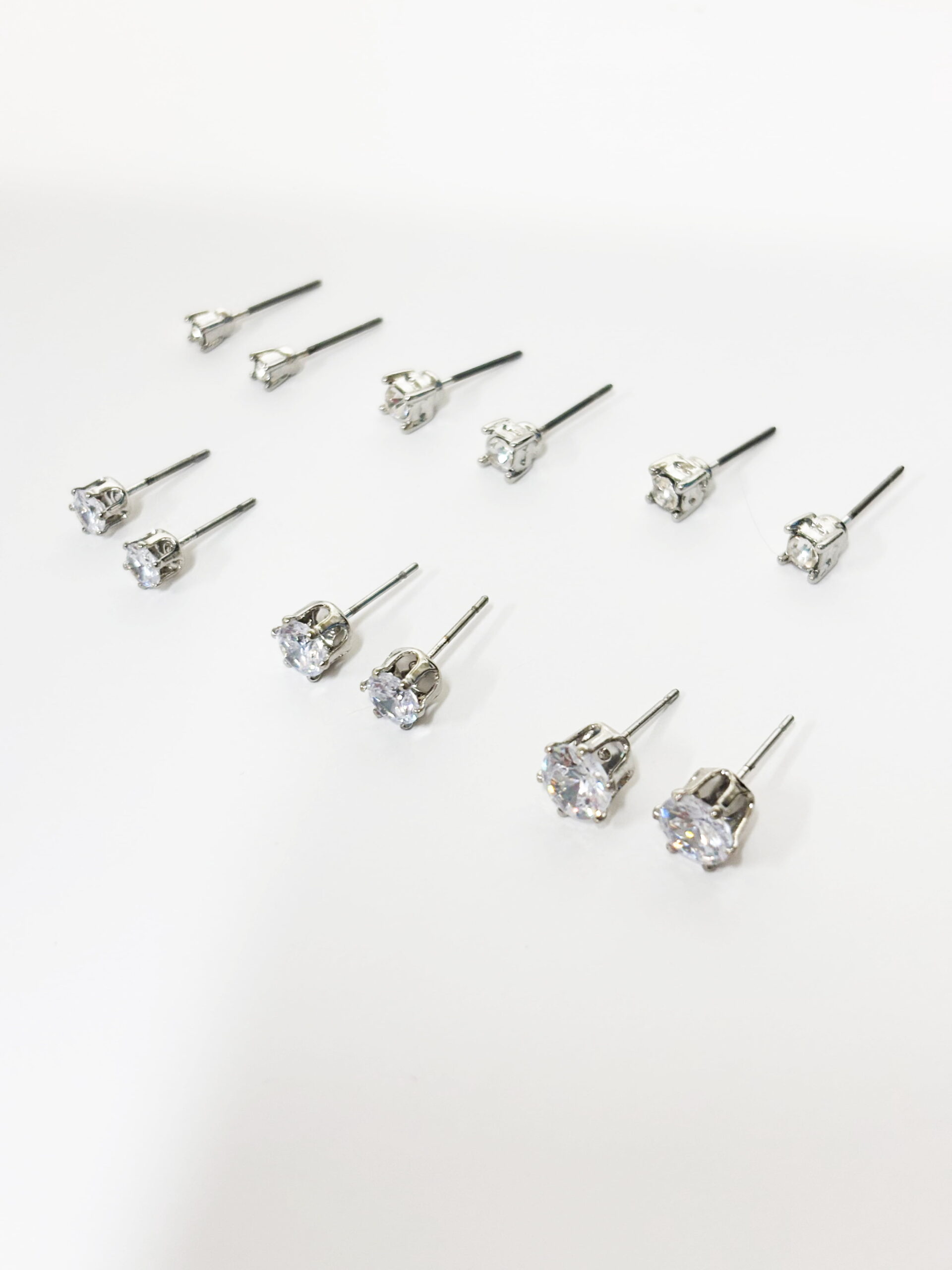 Time and Tru Women's Jewelry Essentials Simulated Diamond Stud Earrings, 6-Pack - Image 2