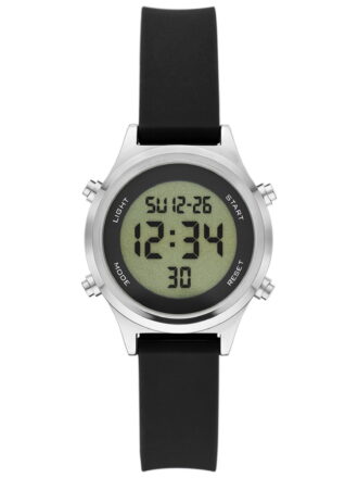 Time and Tru Women's Silver Tone Digital Watch with Silicone Strap (FMDOTT090)