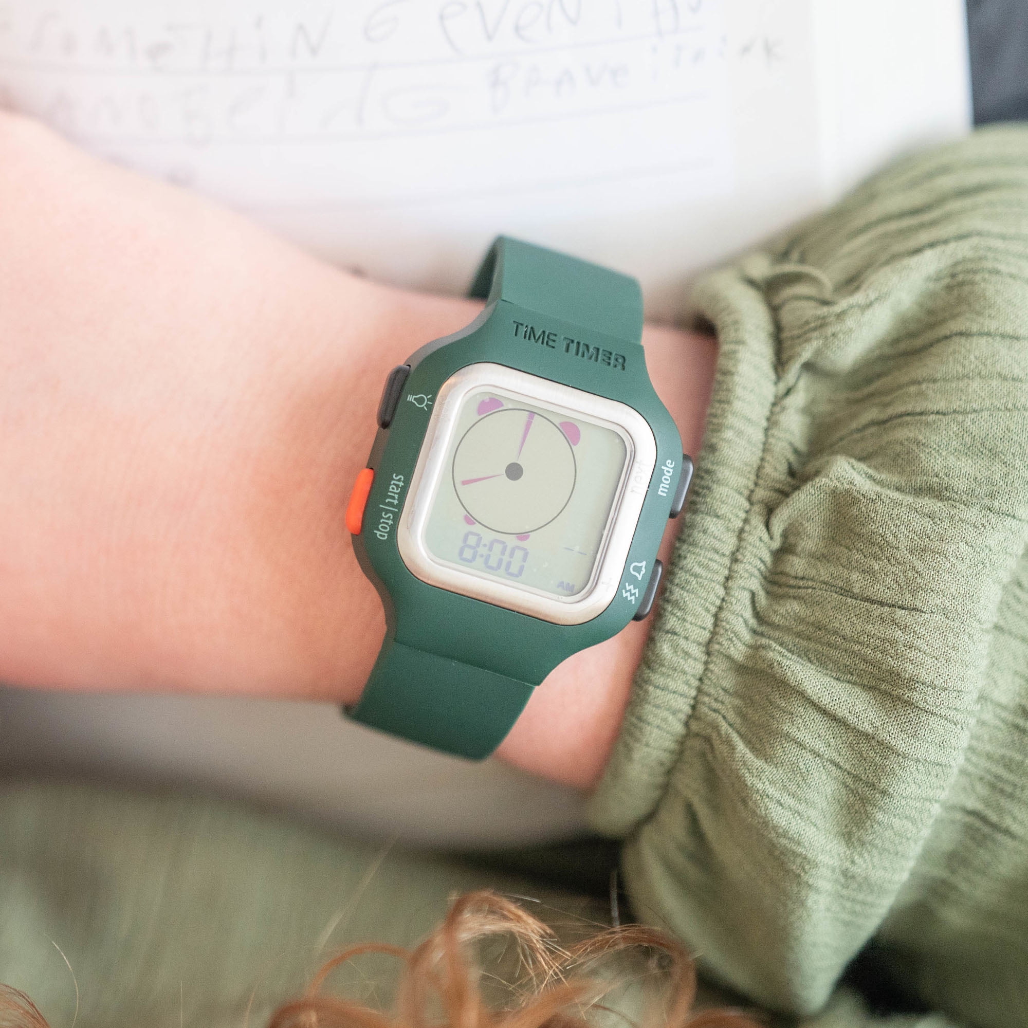 TIME TIMER Watch — Visual 12-Hour or 24-Hour Analog and Digital Timer (Sequoia Green, Large) - Image 2