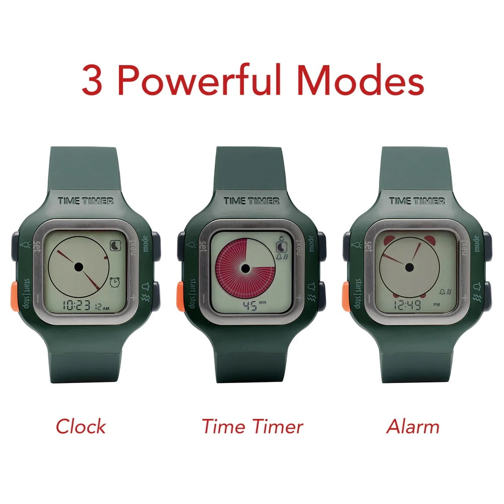 TIME TIMER Watch — Visual 12-Hour or 24-Hour Analog and Digital Timer (Sequoia Green, Large) - Image 5