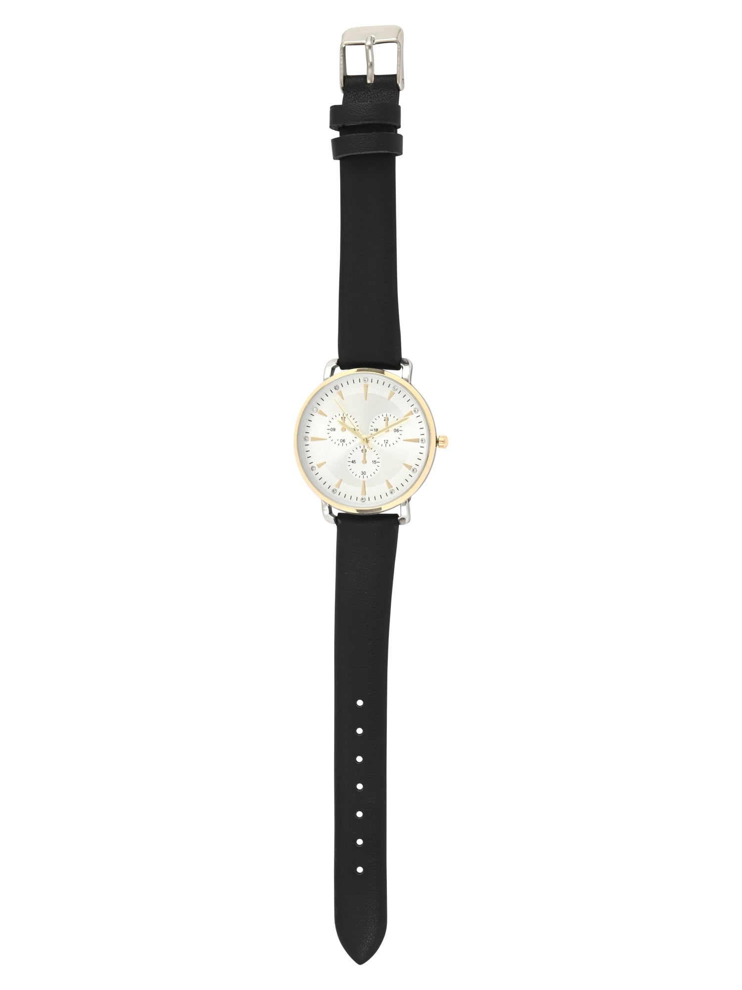 Time & Tru Ladies Two- Tone Round Case with Black PU Strapm Watch - Image 2