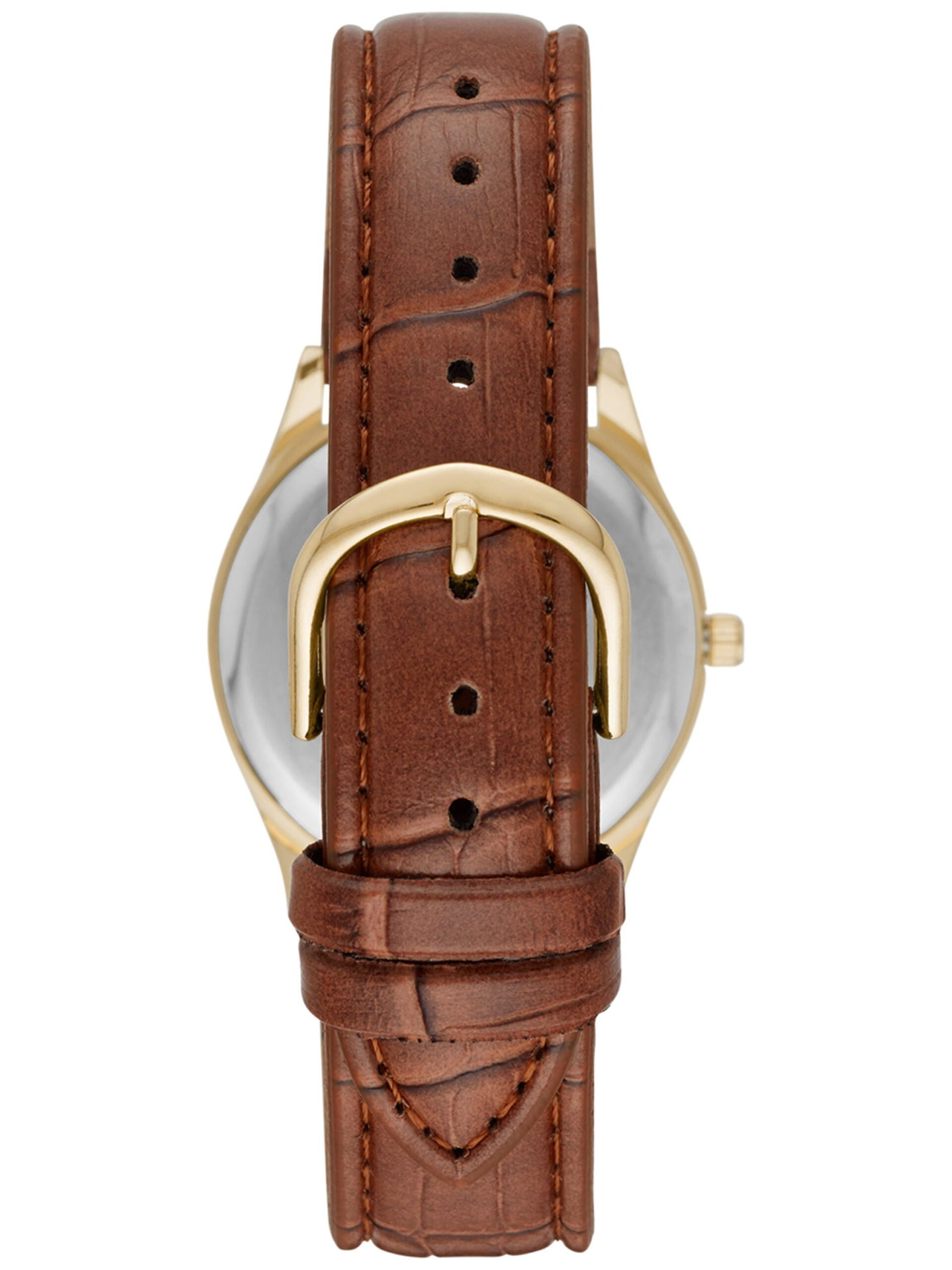 Time & Tru Women's Wristwatch: Gold Tone Case, Easy Read Dial with Embossed Faux Leather Strap (FMDOTT001) - Image 3