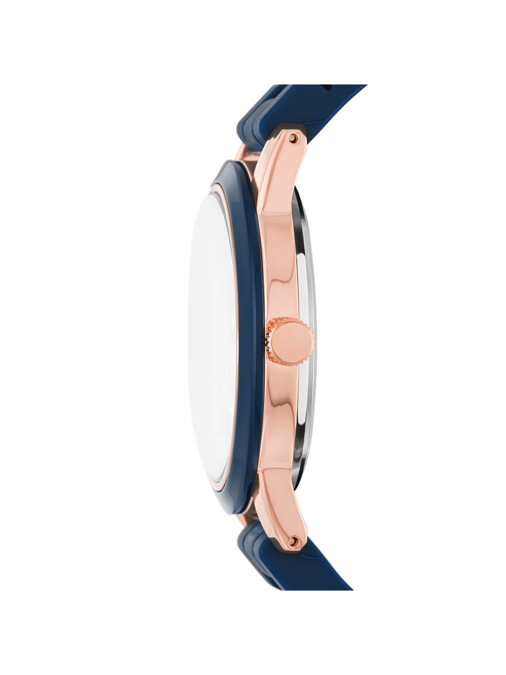 Time & Tru Women's Wristwatch: Rose Gold Case, Blue Bezel, Easy Read Dial, Silicone Strap (FMDOTT073) - Image 3