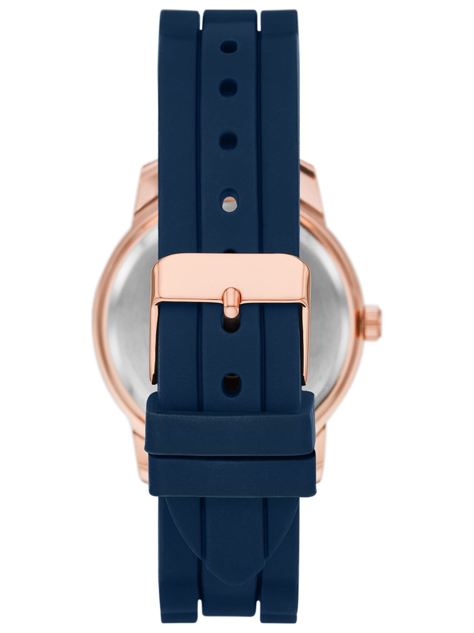 Time & Tru Women's Wristwatch: Rose Gold Case, Blue Bezel, Easy Read Dial, Silicone Strap (FMDOTT073) - Image 2