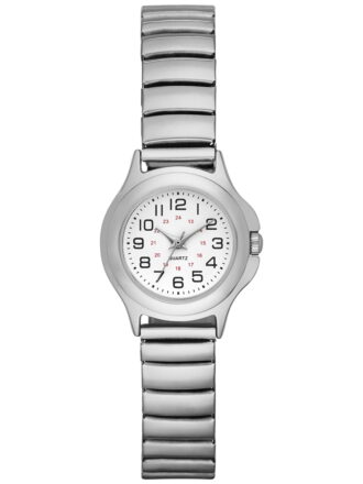 Time & Tru Women's Wristwatch: Silver Tone Case, Easy Read Dial, Expansion Band (FMDOTT004)