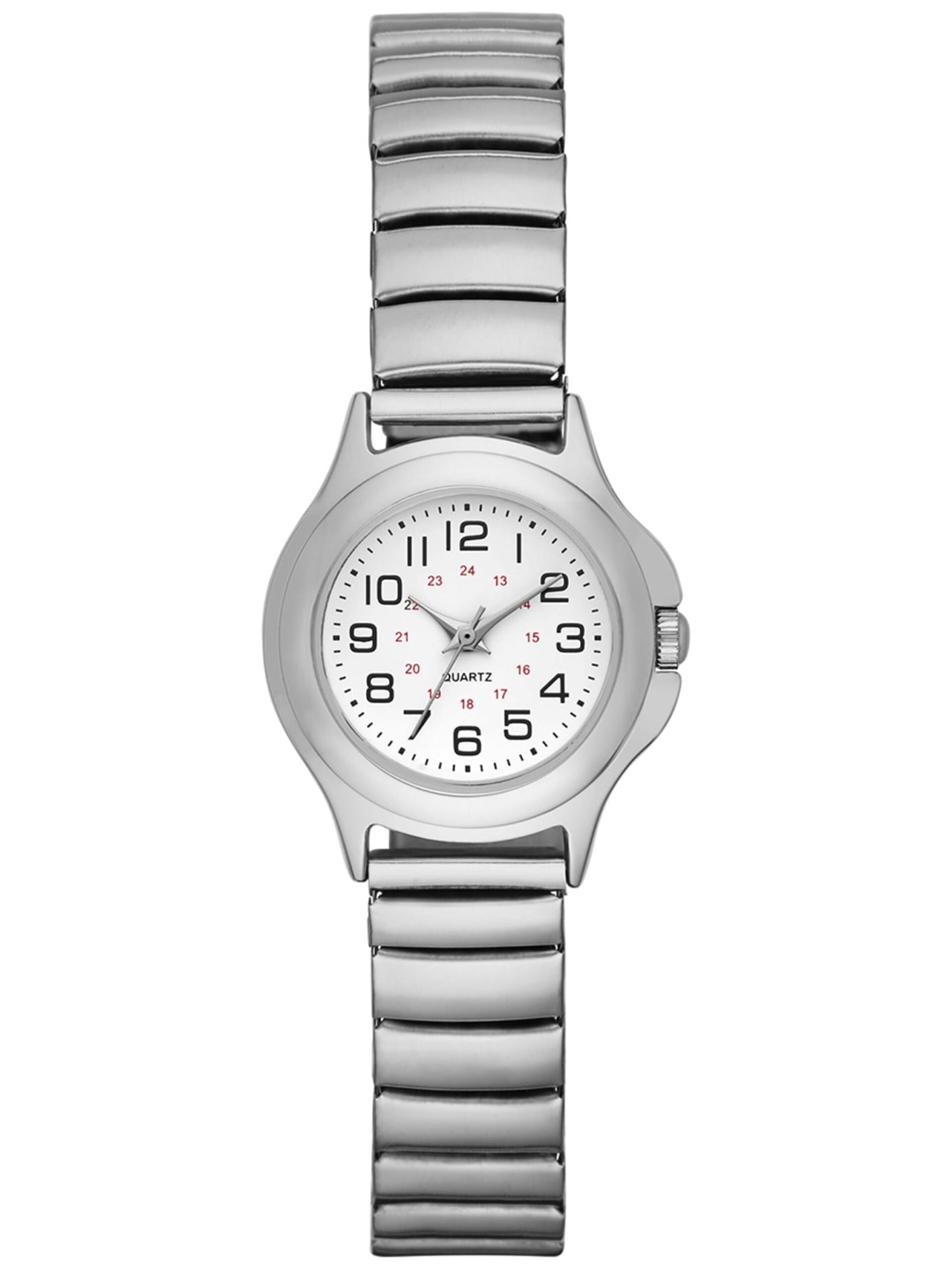 Time & Tru Women's Wristwatch: Silver Tone Case, Easy Read Dial, Expansion Band (FMDOTT004)