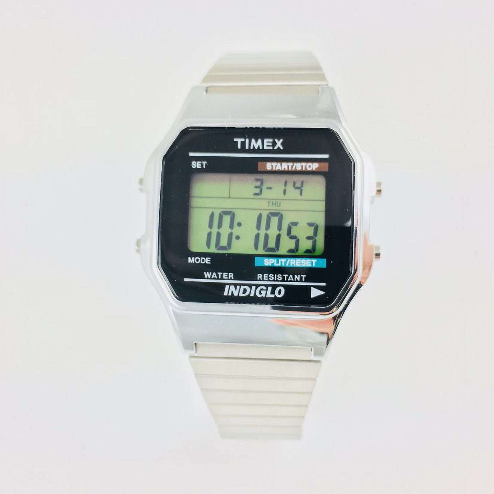 Timex Men's Classic Digital Silver-Tone 34mm Casual Watch, Extra-Long Expansion Band - Image 5