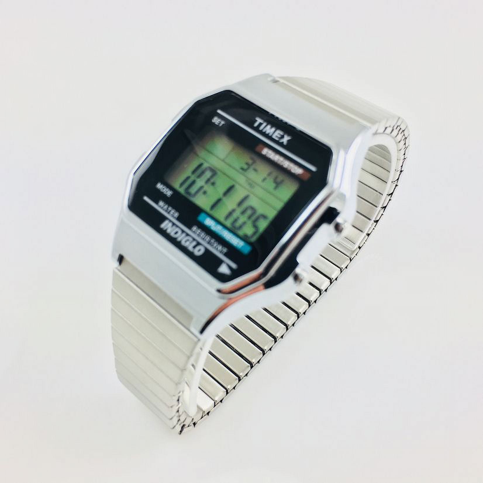 Timex Men's Classic Digital Silver-Tone 34mm Casual Watch, Extra-Long Expansion Band - Image 3