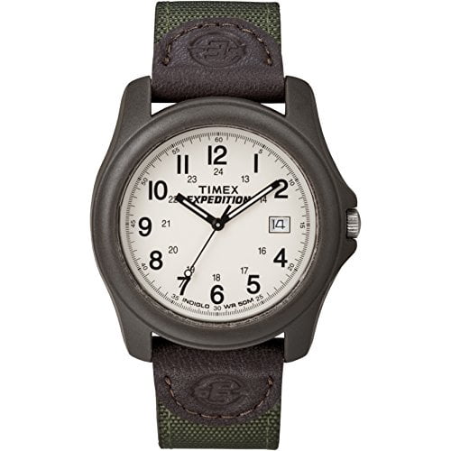 Timex Men's Expedition Camper Brown/Green 39mm Outdoor Watch, Leather & Fabric Strap - Image 3