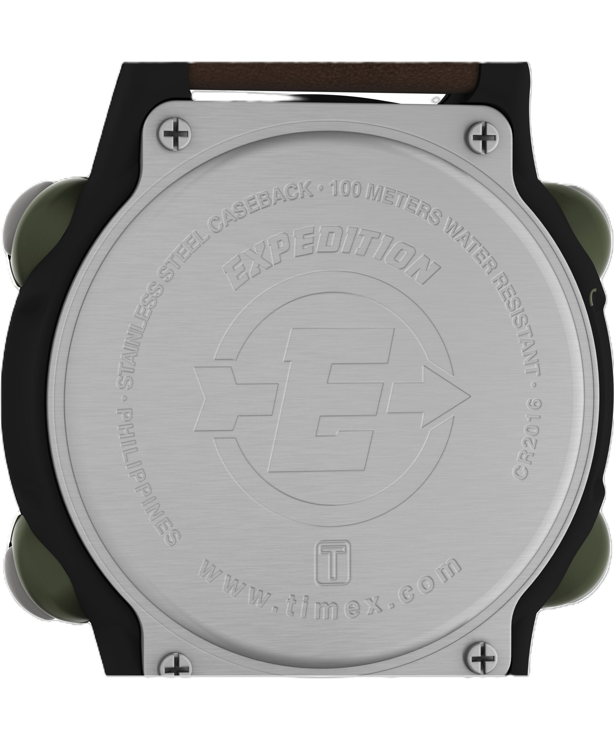 Timex Men's Expedition Digital CAT 39mm Watch – Green Case with Black & Brown Fabric & Leather Strap - Image 5