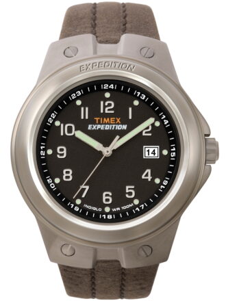Timex Men's Expedition Metal Tech Brown/Black 40mm Outdoor Watch, Leather Strap