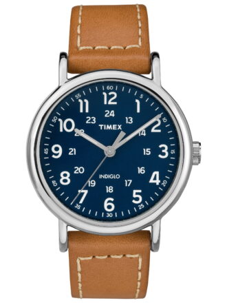 Timex Men's Weekender 40 Brown/Blue Watch, Leather Strap