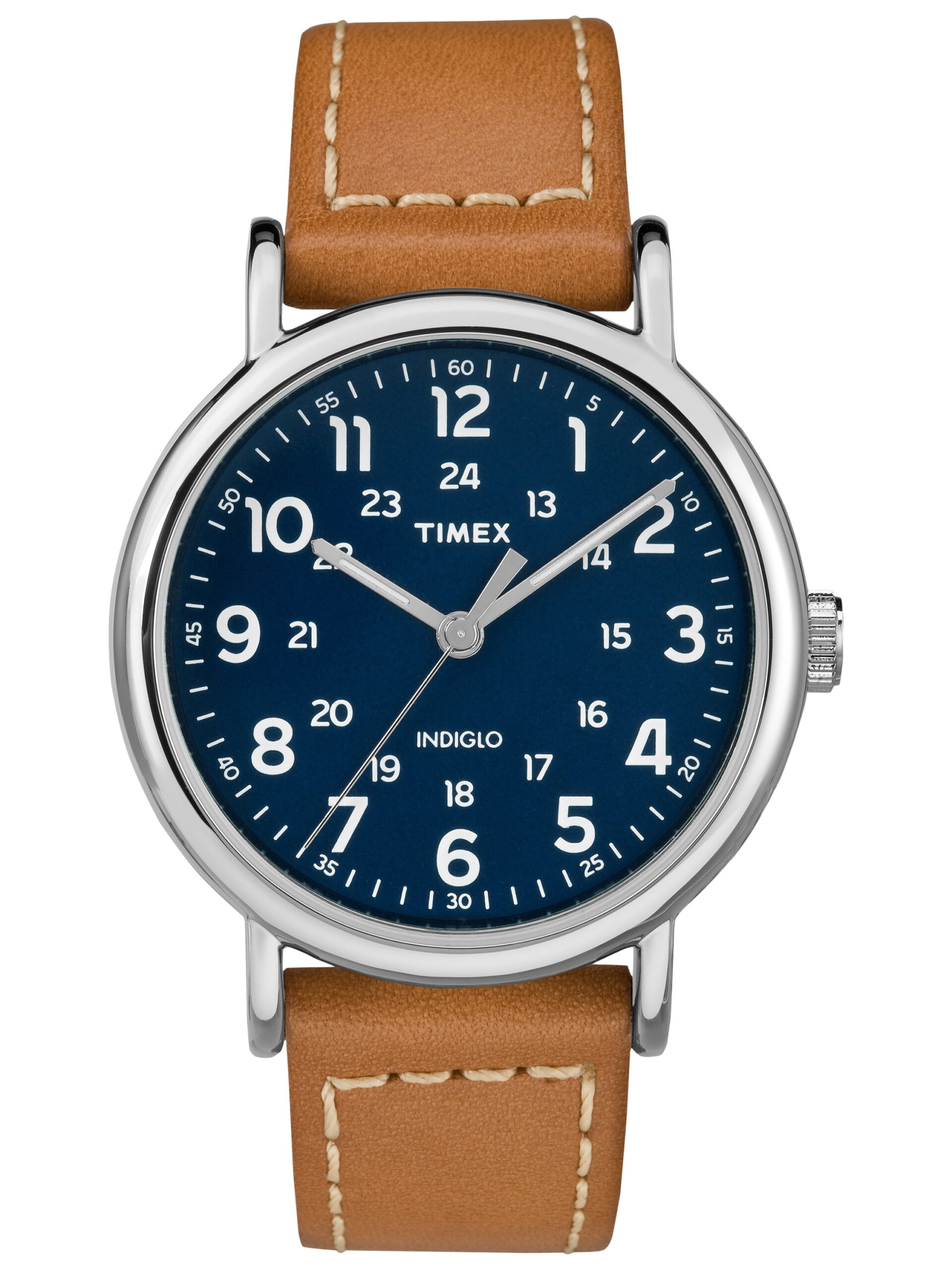Timex Men's Weekender 40 Brown/Blue Watch, Leather Strap