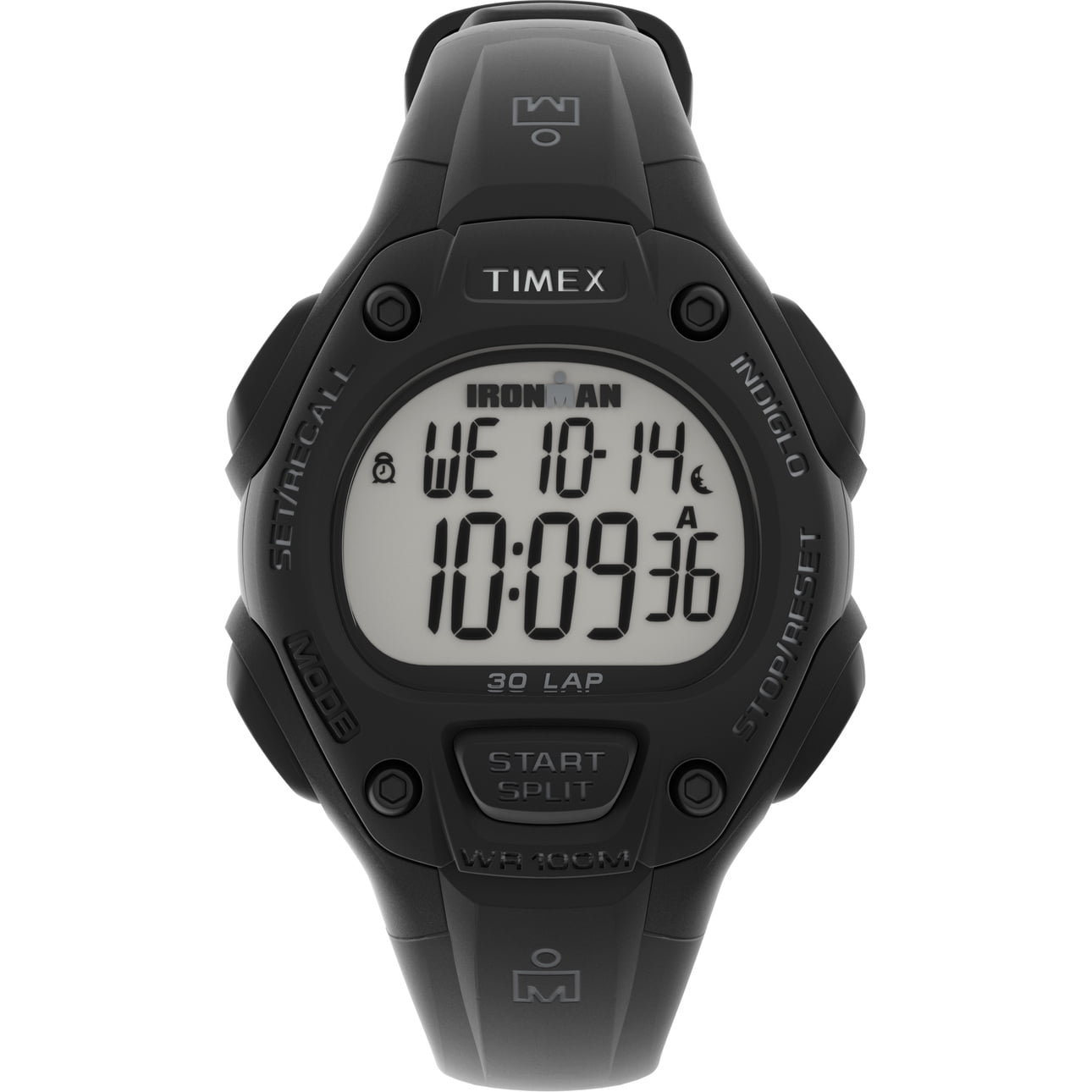 Timex Unisex IRONMAN Classic 30 34mm Resin Strap Watch – Black Case & Top Ring with Black Resin Strap