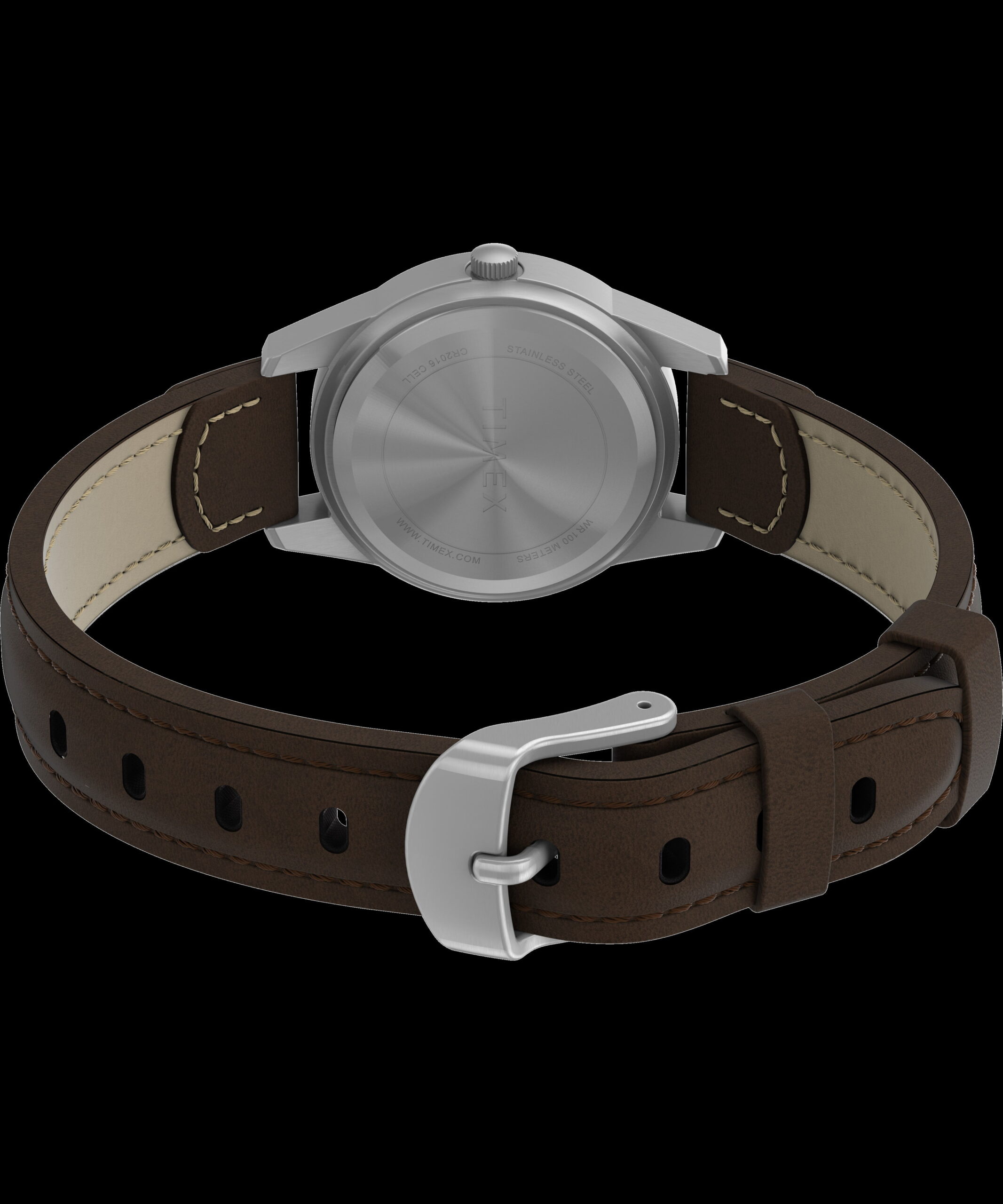 Timex Women's Expedition Metal Field Mini 26mm Watch – Silver-Tone Case Cream Dial with Black & Brown Fabric & Leather Strap - Image 4
