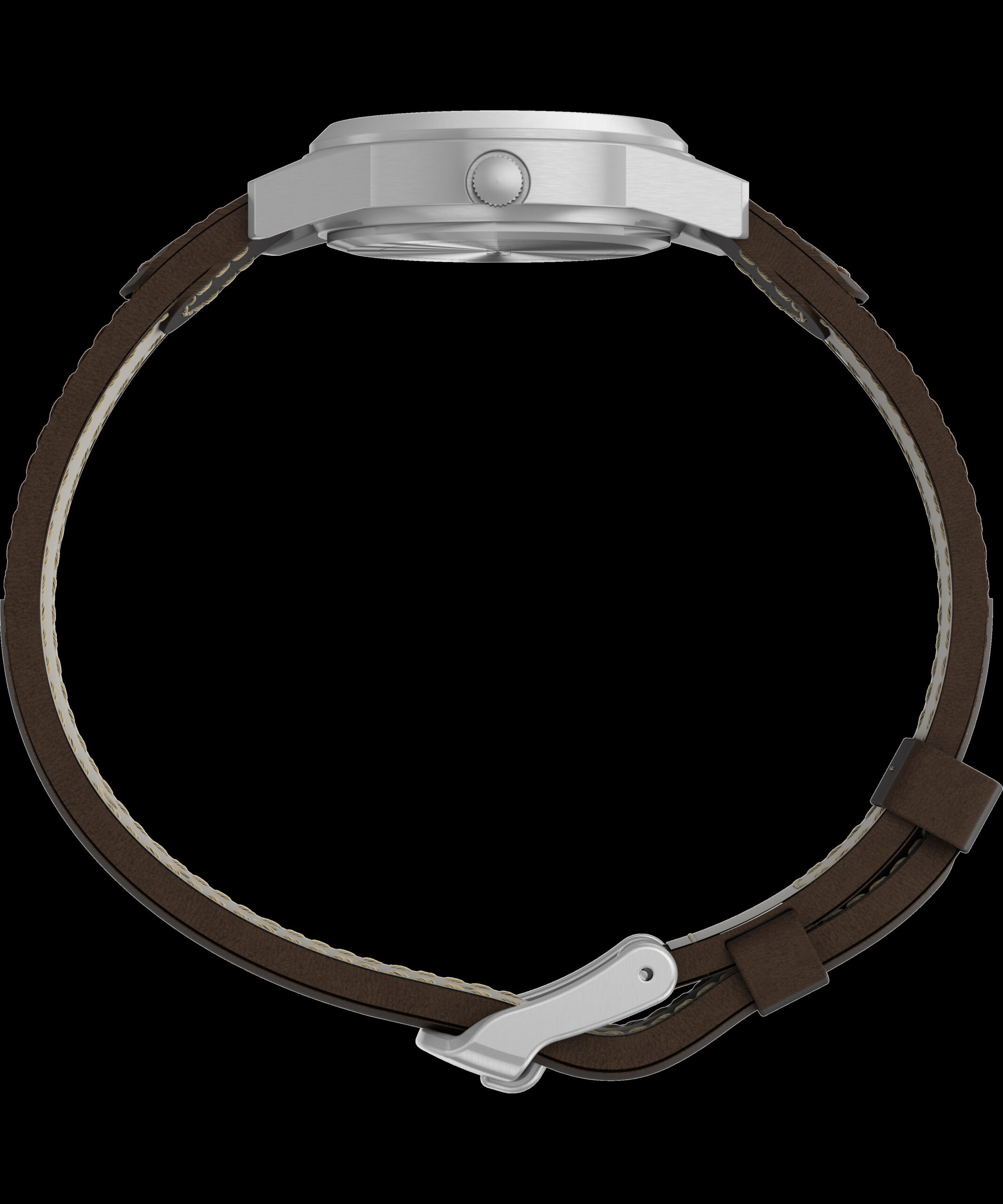 Timex Women's Expedition Metal Field Mini 26mm Watch – Silver-Tone Case Cream Dial with Black & Brown Fabric & Leather Strap - Image 2