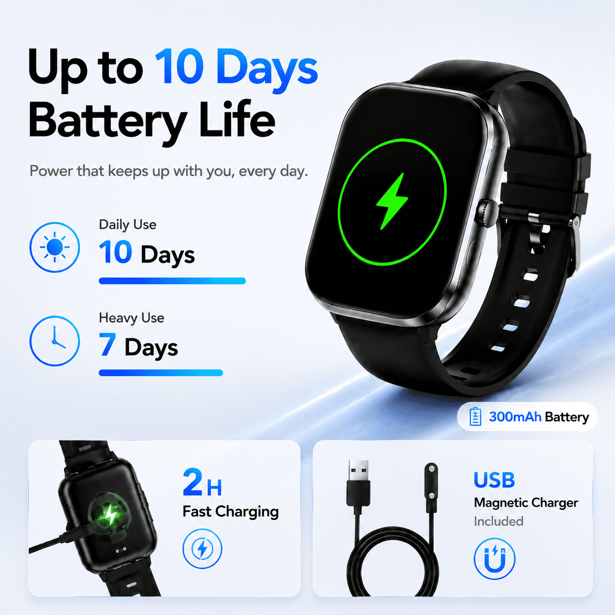 TPUFO Smart Watch for Men Women, Fits for iPhone Android iOS, IP68 1.85" Touchscreen Fitness Tracker with Bluetooth Calling, 120+ Sport Modes, Black - Image 5
