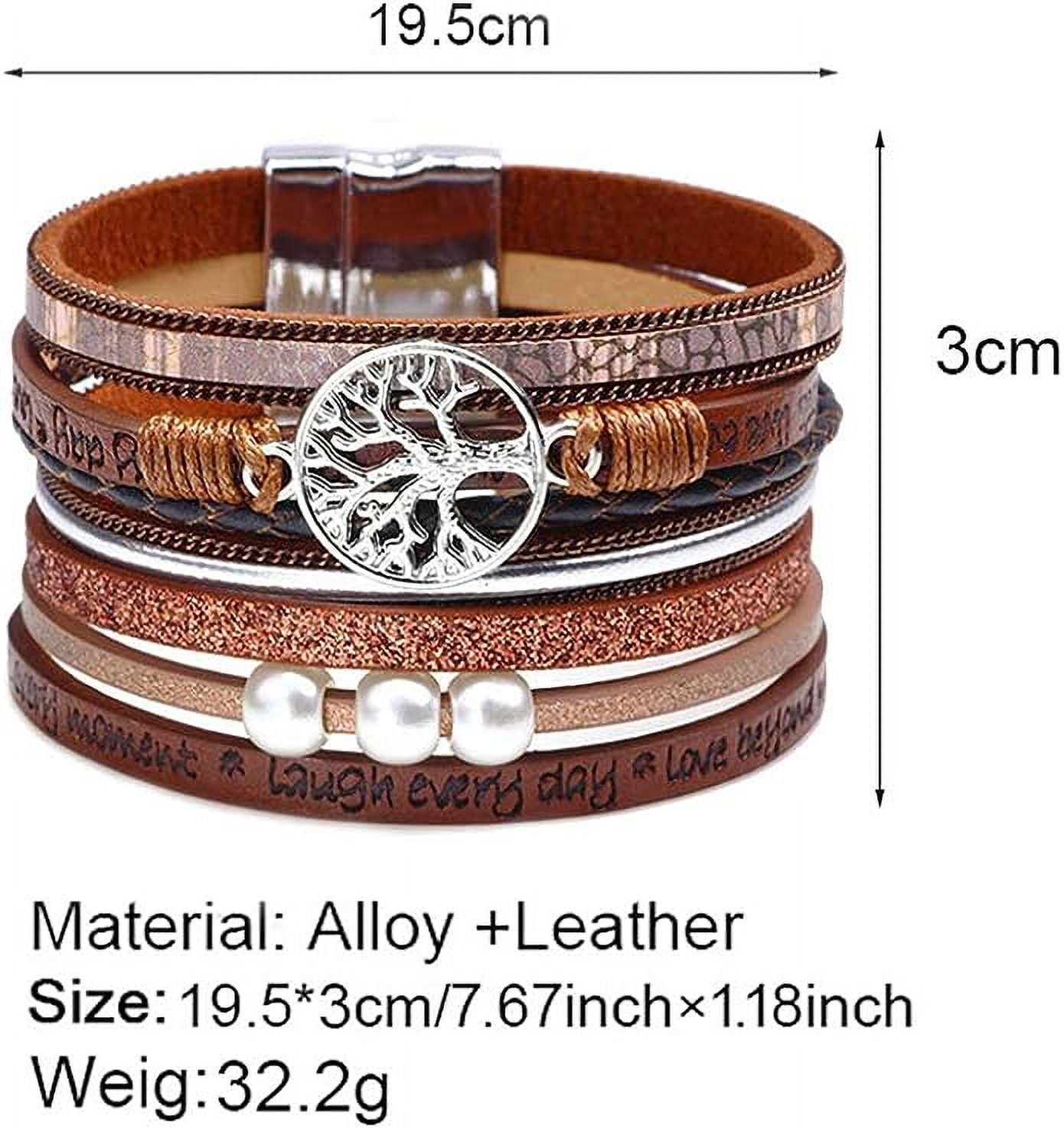 Tree of Life Leather Bracelets for Women.Colorful Multi-Layer Wrapped Wristband Bracelets for Women,Birthday Easter Basket Stuffers Jewelry Gifts for Teens Girls (Brown) - Image 2