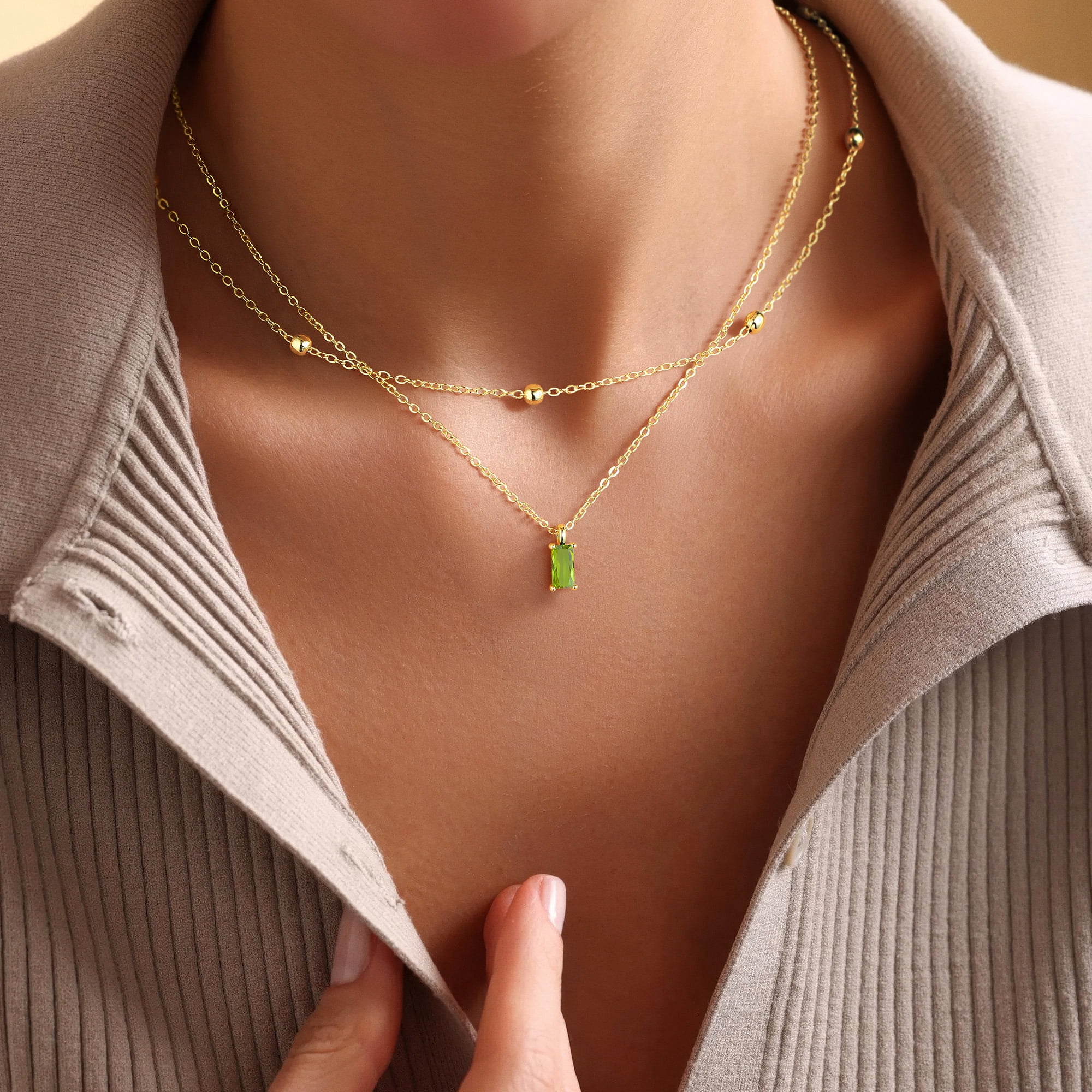 Turandoss November Birthstone Necklaces for Women 14K Gold Plated Dainty Citrine Yellow Color Birthstone Layered Necklace Gold CZ Necklace Trendy Women's Jewelry Birthday Gifts - Image 3