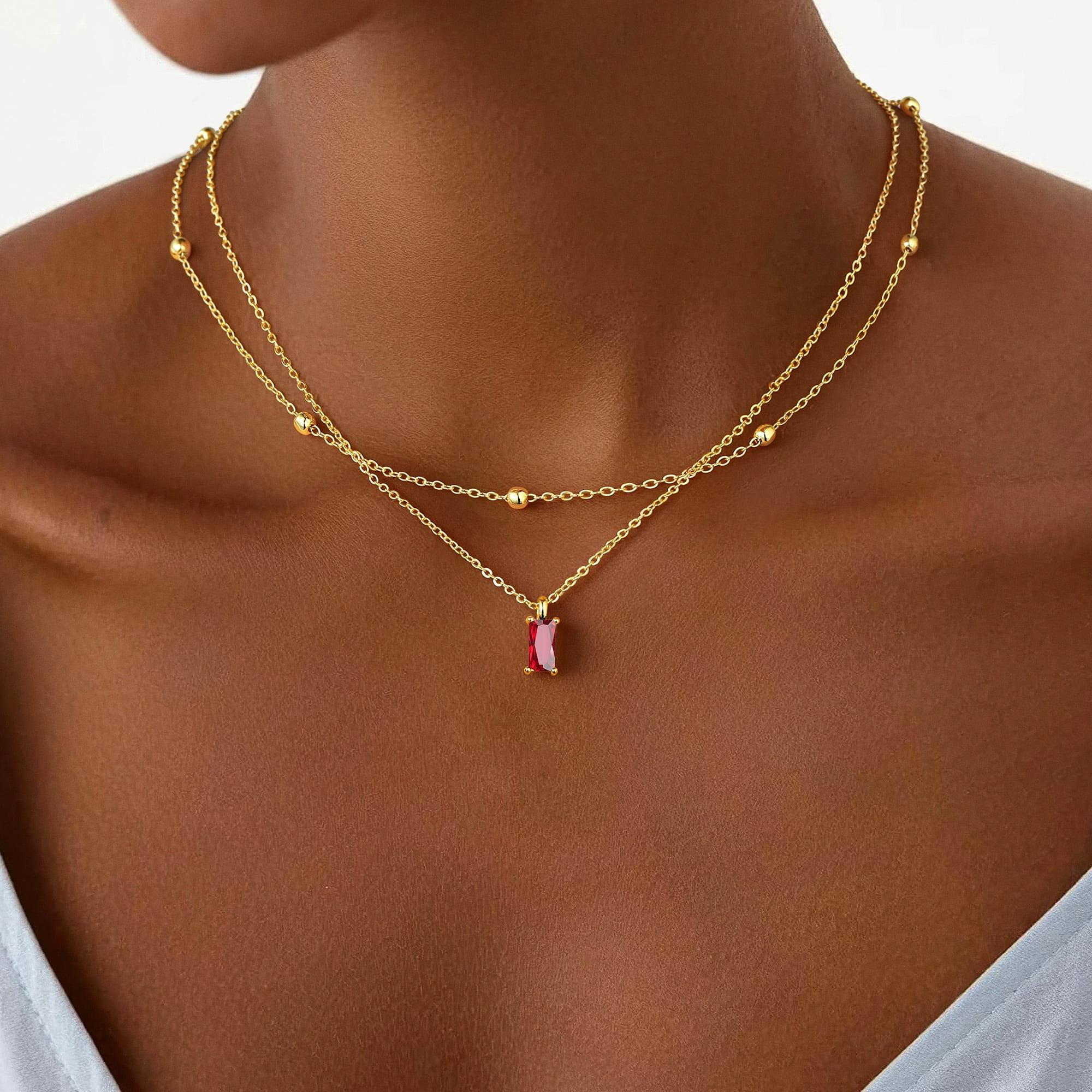Turandoss November Birthstone Necklaces for Women 14K Gold Plated Dainty Citrine Yellow Color Birthstone Layered Necklace Gold CZ Necklace Trendy Women's Jewelry Birthday Gifts - Image 4