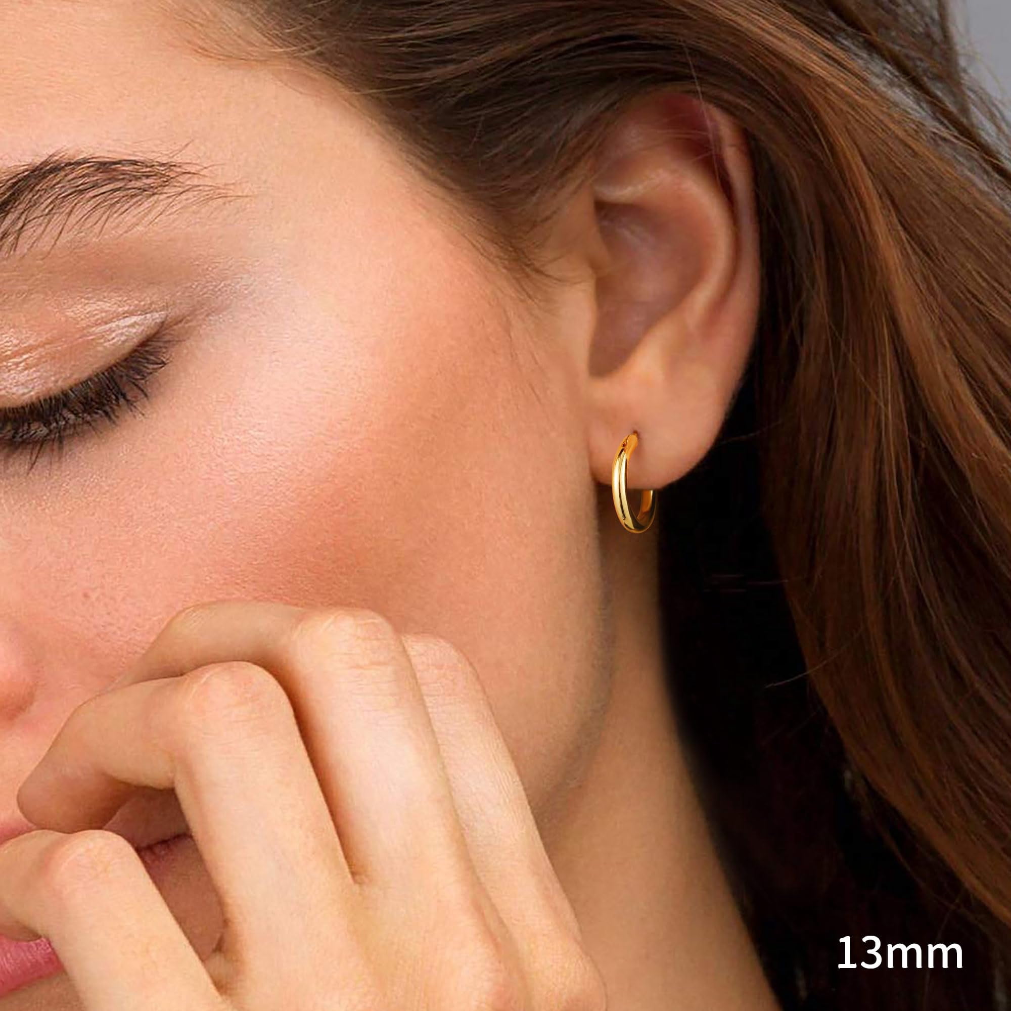 Turandoss Thick Gold Plated Chunky Small Hollow Tube Hoops Earrings for Women Nickel Free Jewelry Birthday Teacher Appreciation Mothers Day Graduation Gifts for Her Mom Wife Ideas - Image 2