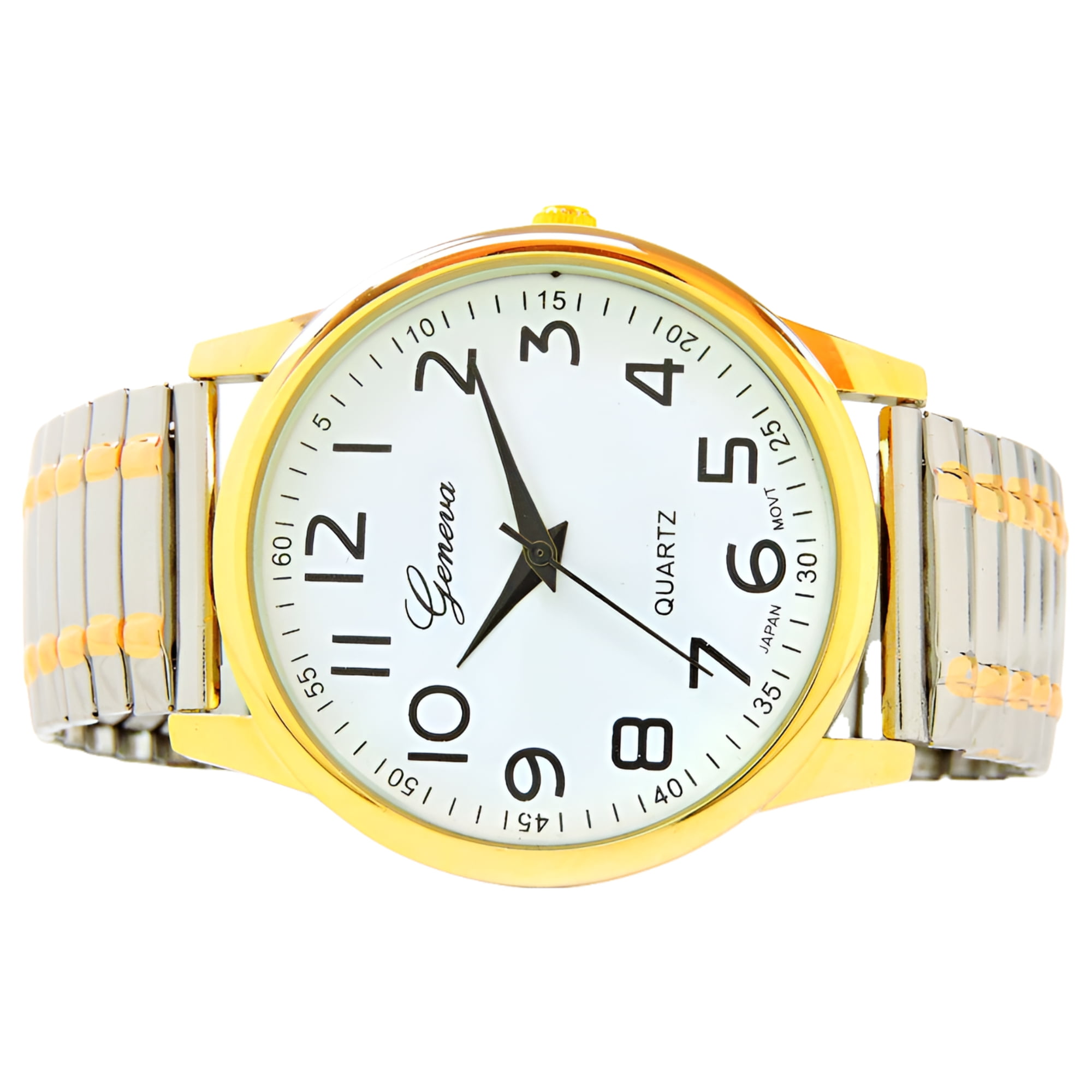 Two-Tone Large Face Easy to Read Stretch Band Watch - Image 2