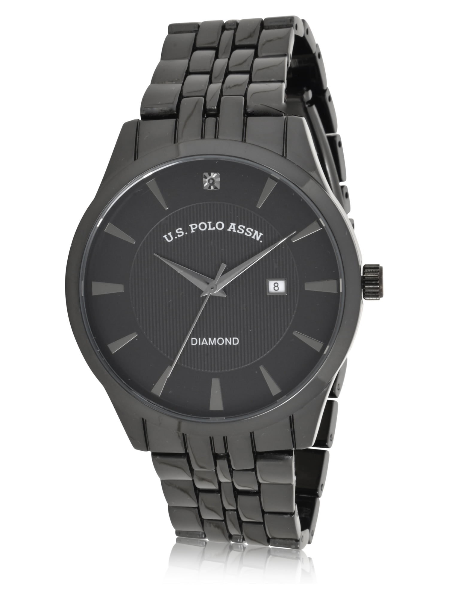 U.S. Polo Assn. Adult Male Analog Bracelet Watch in Gun Metal with Black Diamond (USC8066WM)