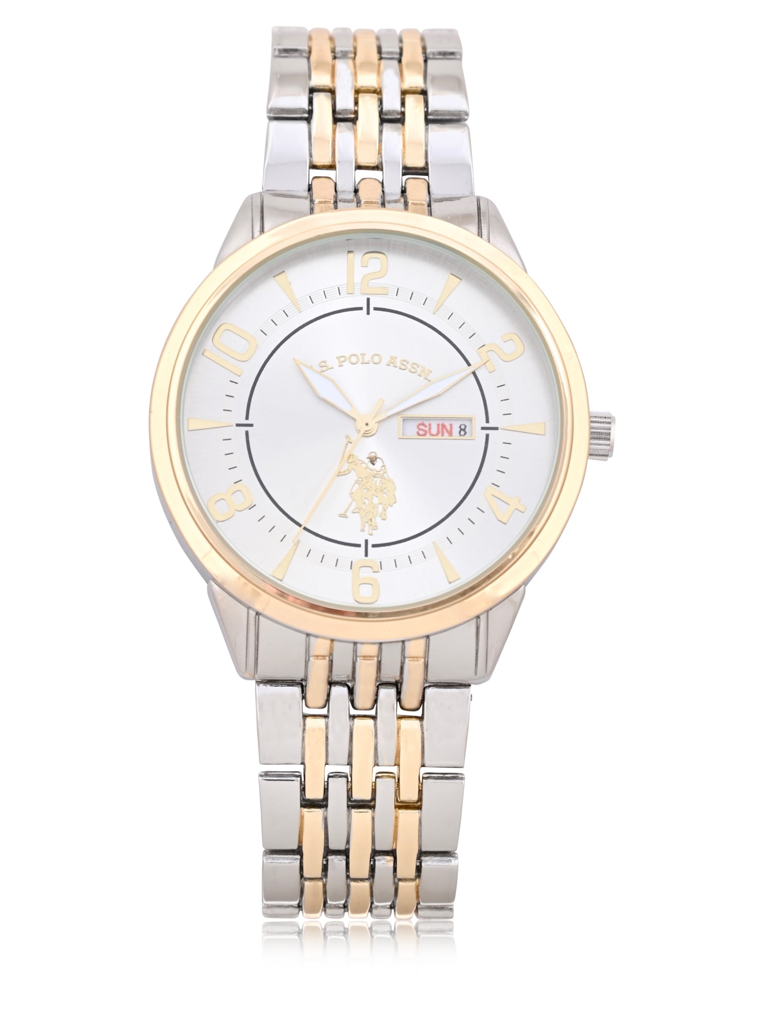 U.S. Polo Assn. Adult Male Analog Watch in Two-tone Silver and Gold with Round Dial in One Size (USC80690WM)