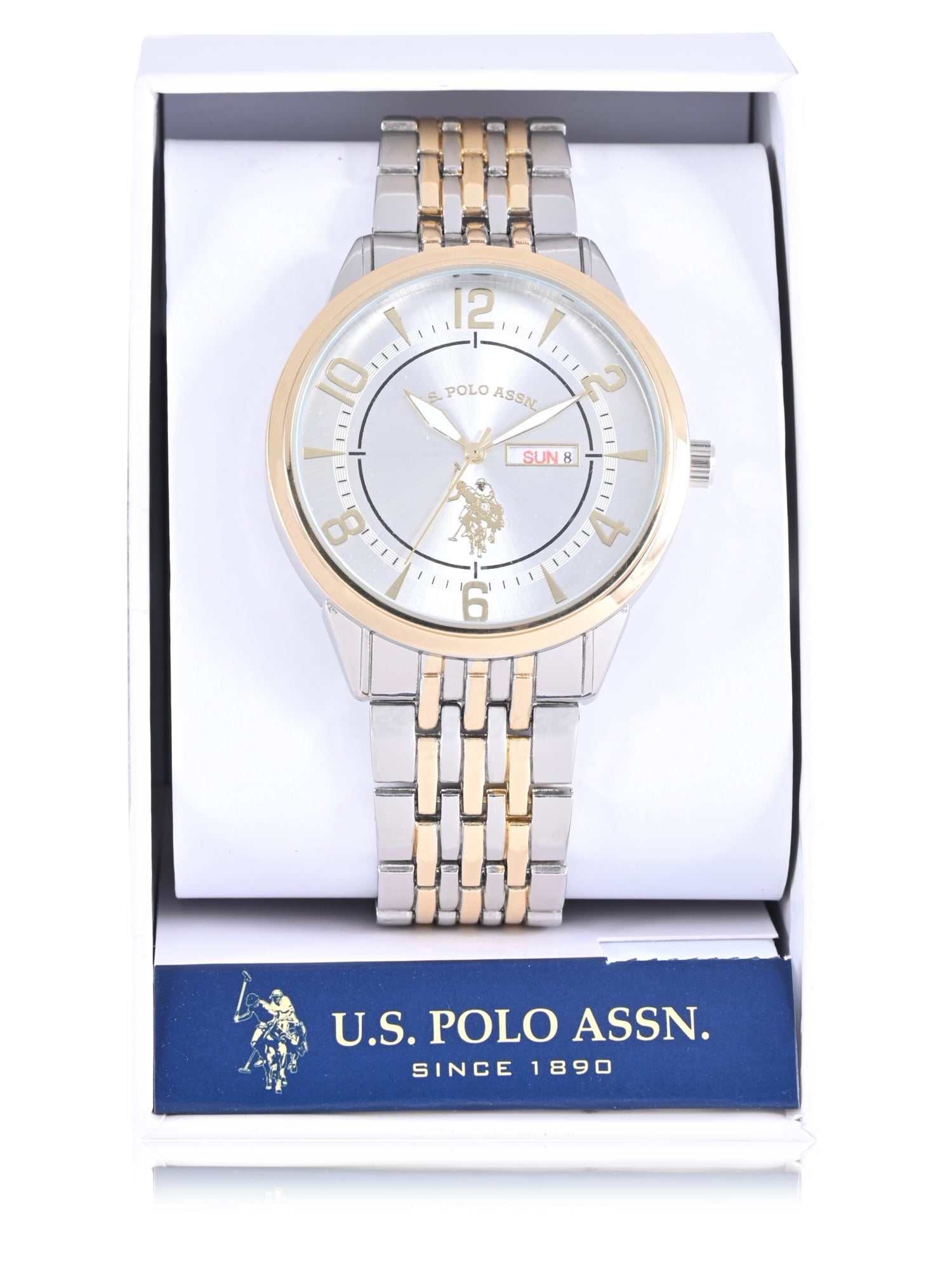 U.S. Polo Assn. Adult Male Analog Watch in Two-tone Silver and Gold with Round Dial in One Size (USC80690WM) - Image 2