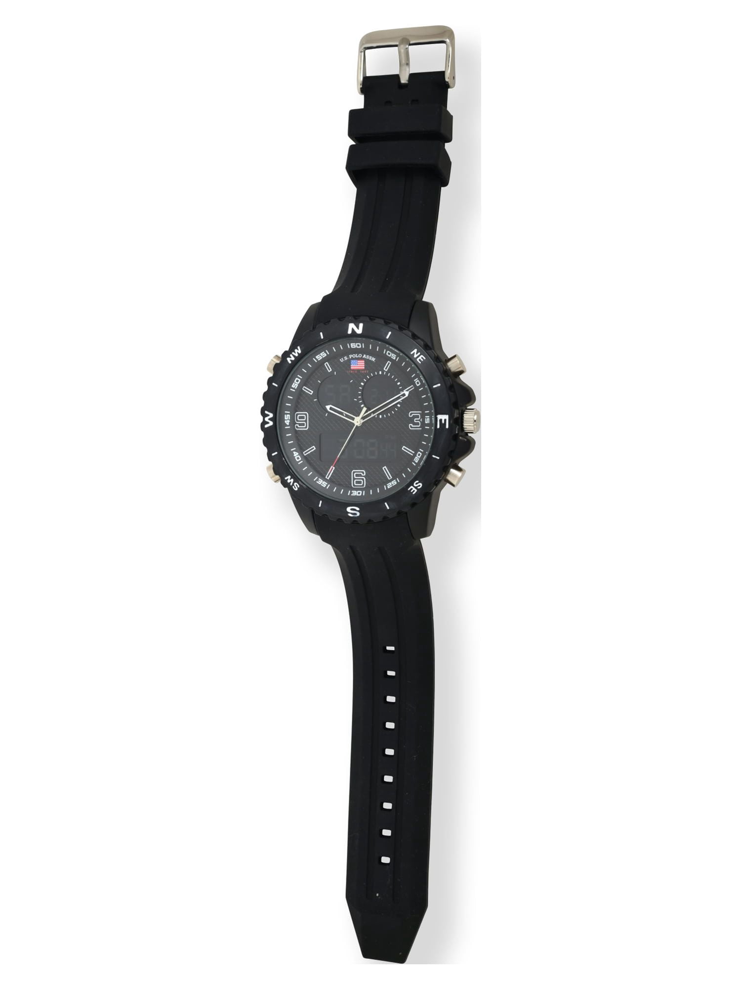 U.S. Polo Assn. Adult Male Analog Watch with Black Rubber Strap (US9766WM) - Image 2