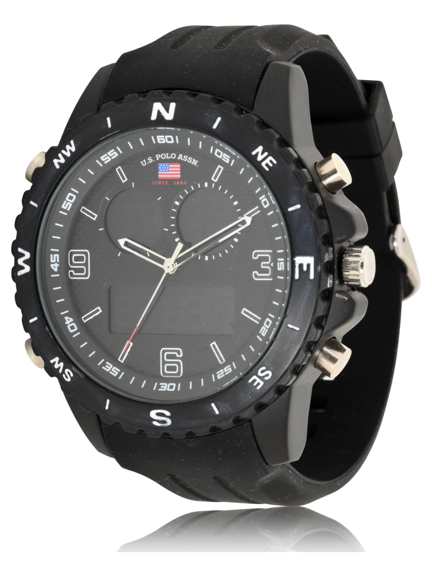 U.S. Polo Assn. Adult Male Analog Watch with Black Rubber Strap (US9766WM)