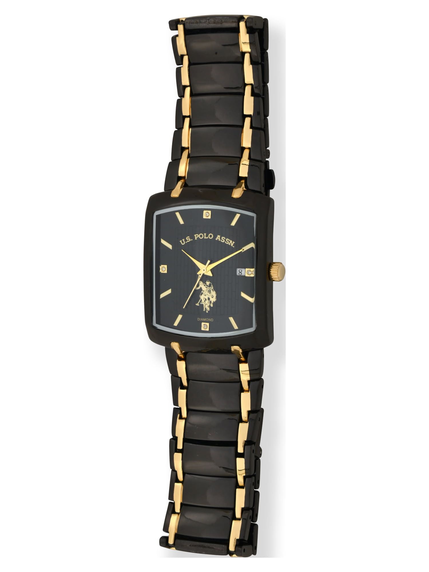 U.S. Polo Assn. Adult Male Analog Watch with Brick and Diamond on Dial Silicone Strap - Image 2