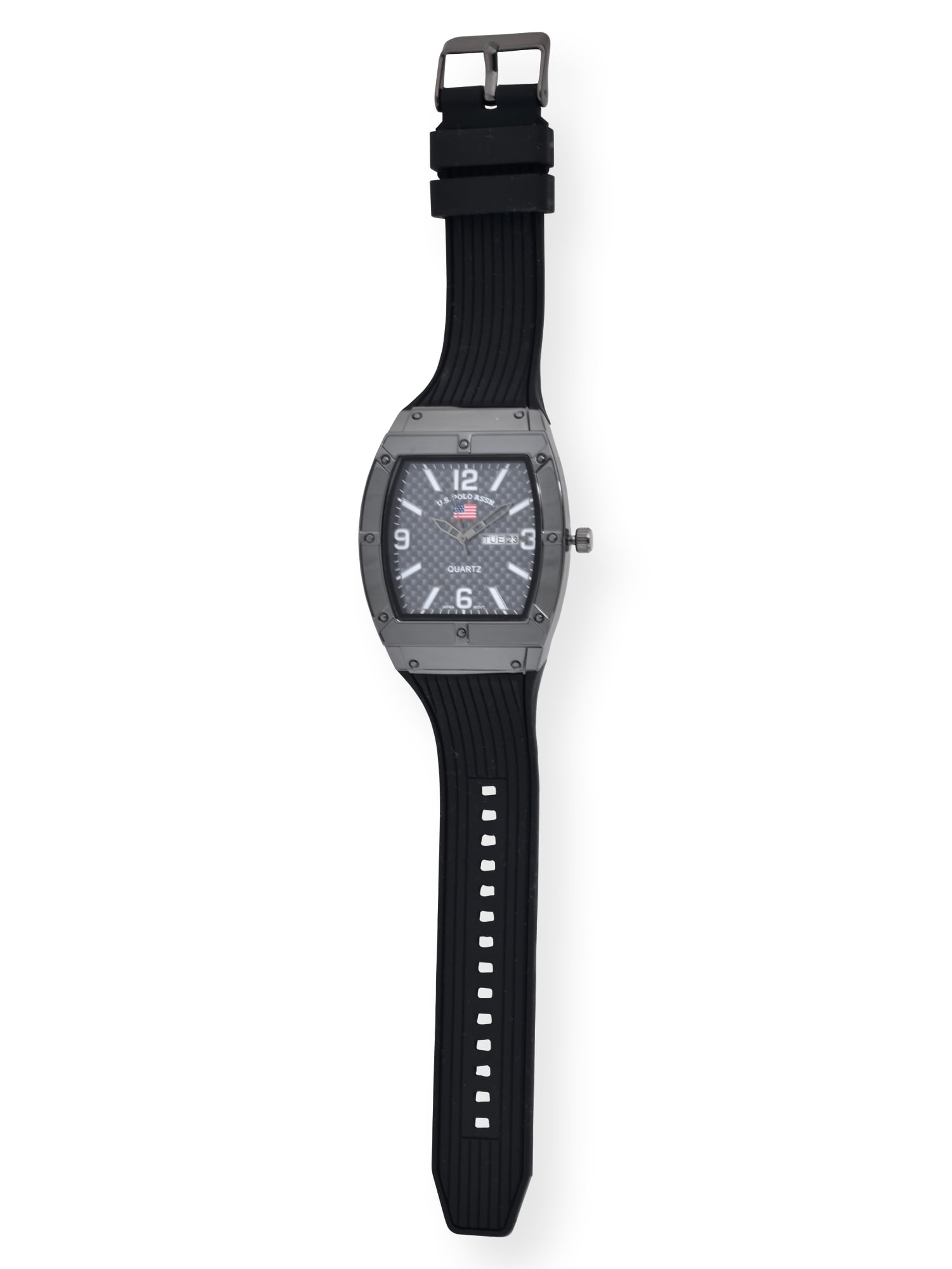 U.S. Polo Assn. Adult Male Analog Watch with Gun Metal Case and Black Silicone Strap (US9797WM) - Image 2