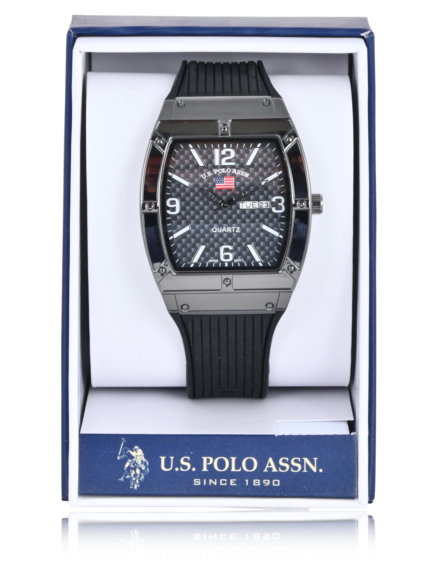 U.S. Polo Assn. Adult Male Analog Watch with Gun Metal Case and Black Silicone Strap (US9797WM) - Image 3