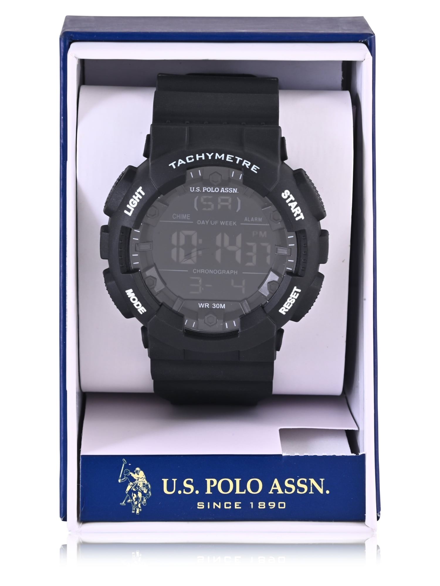 U.S. Polo Assn. Adult Male Black Digital Tachymeter Watch (USC90071WM) - Image 3