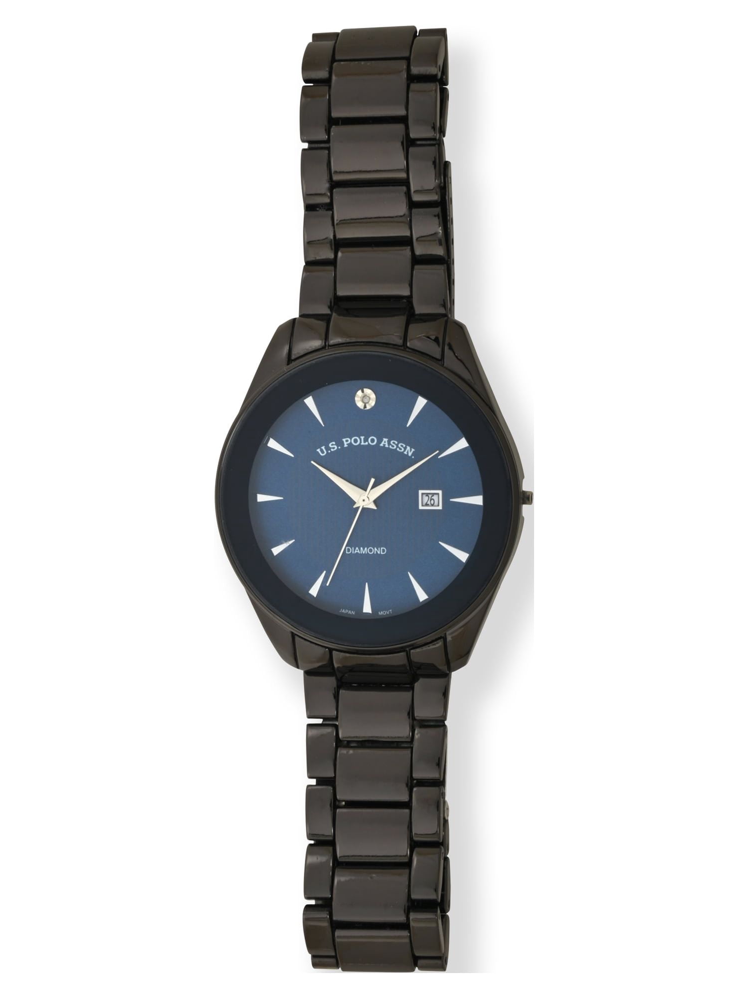 U.S. Polo Assn. Adult Male Bracelet Watch with Diamond on Blue Dial in Black (USC80665WM) - Image 2