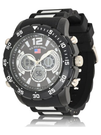 U.S. Polo Assn. Adult Male Sport Analog/Digital Watch with Black Rubber Strap (US9544WM)