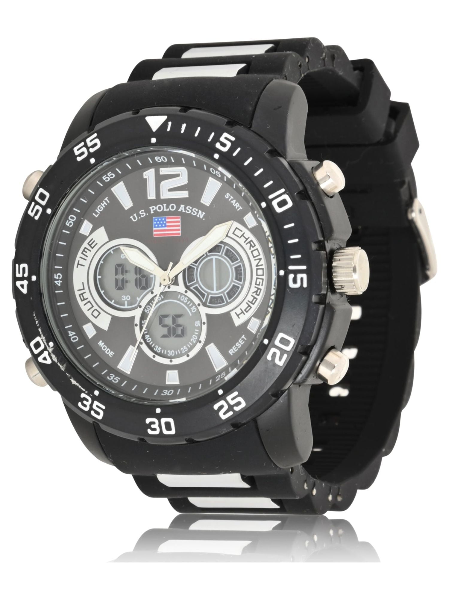 U.S. Polo Assn. Adult Male Sport Analog/Digital Watch with Black Rubber Strap (US9544WM)
