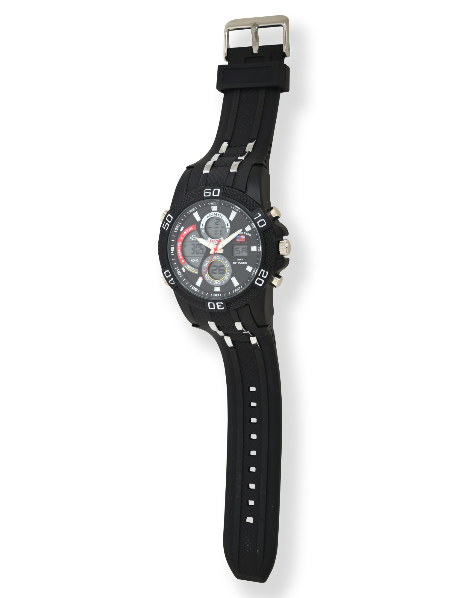 U.S. Polo Assn. Adult Male Sport Watch Analog and Digital with Black and Silver Link (US9724WM) - Image 2