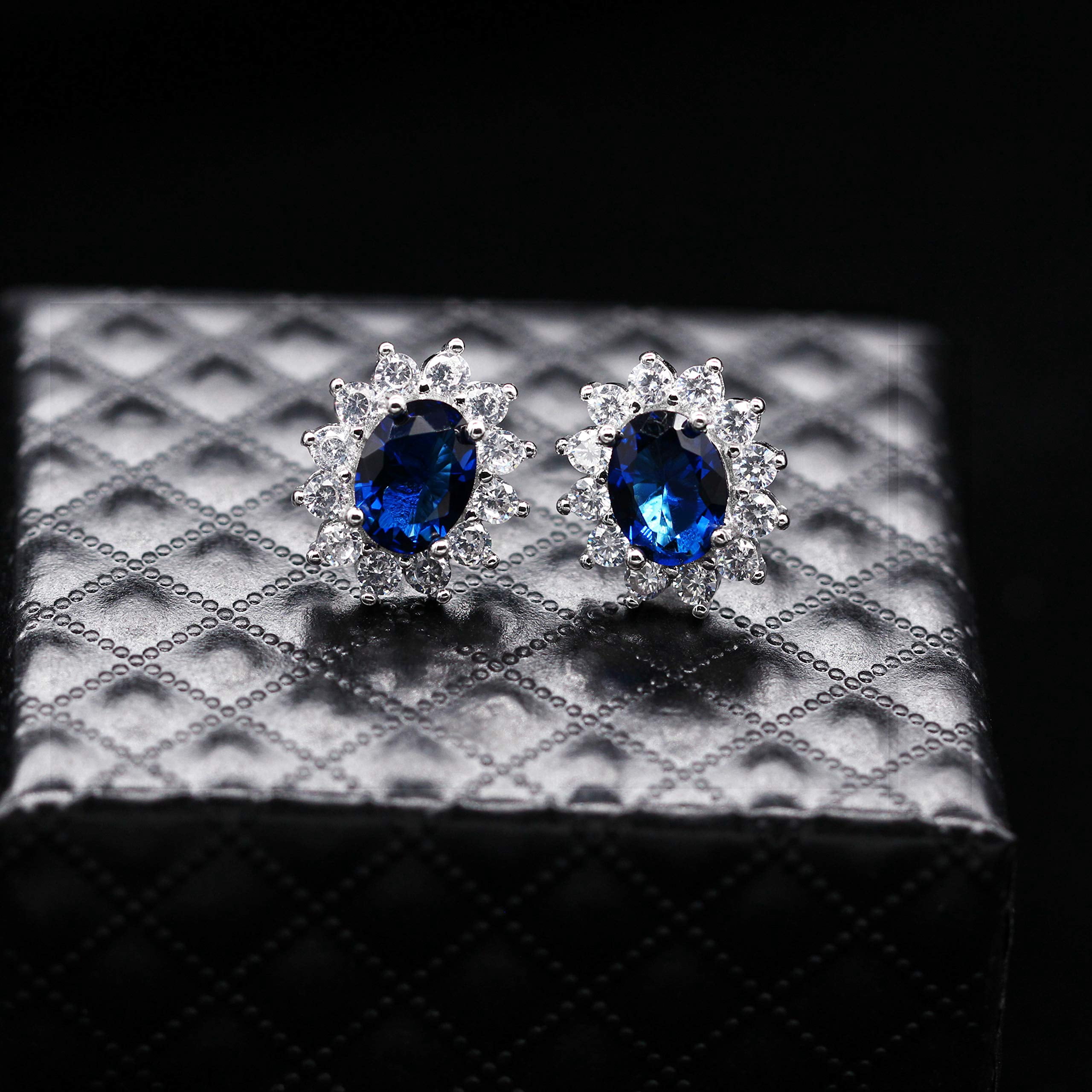 Uloveido Blue Cubic Zirconia Wedding Jewelry Set Necklace Earrings and Ring Size 6 for Women T466 - Image 4
