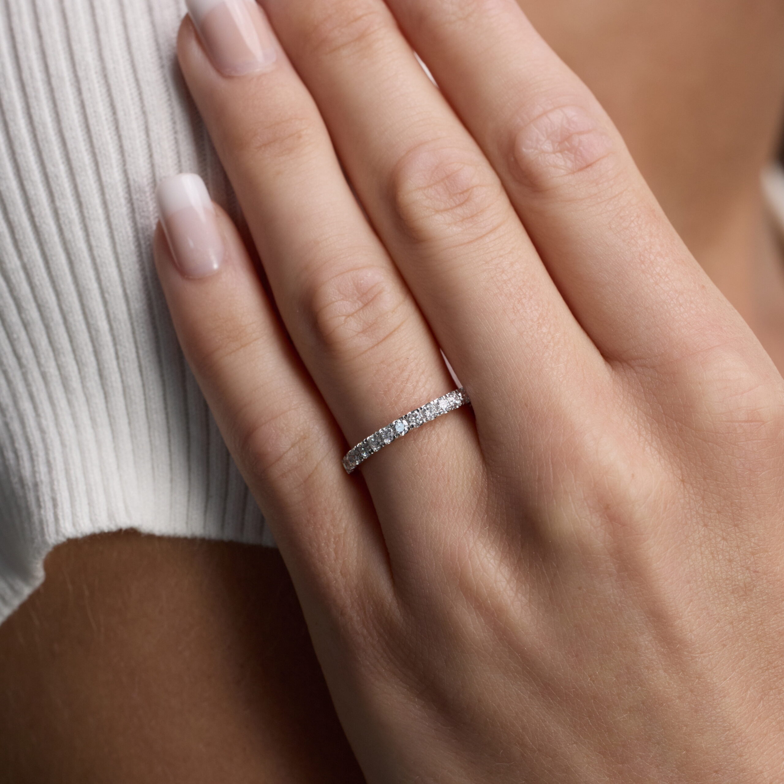 Unique Moments 1/2 Ct Round Lab Grown Diamond Wedding Band in 10K White Gold for Women (J, SI-I1) - Image 5