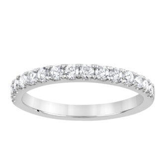 Unique Moments 1/2 Ct Round Lab Grown Diamond Wedding Band in 10K White Gold for Women (J, SI-I1)