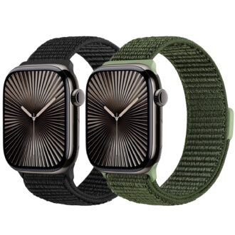 Vodtian 2 Pack Nylon Sport Bands Compatible with Apple Watch Bands 38mm 40mm 41mm 42mm 44mm 45mm 46mm 49mm Women Men, Soft Breathable Straps for iWatch Series 11/10/9/8/7/6/SE 3/Ultra 3