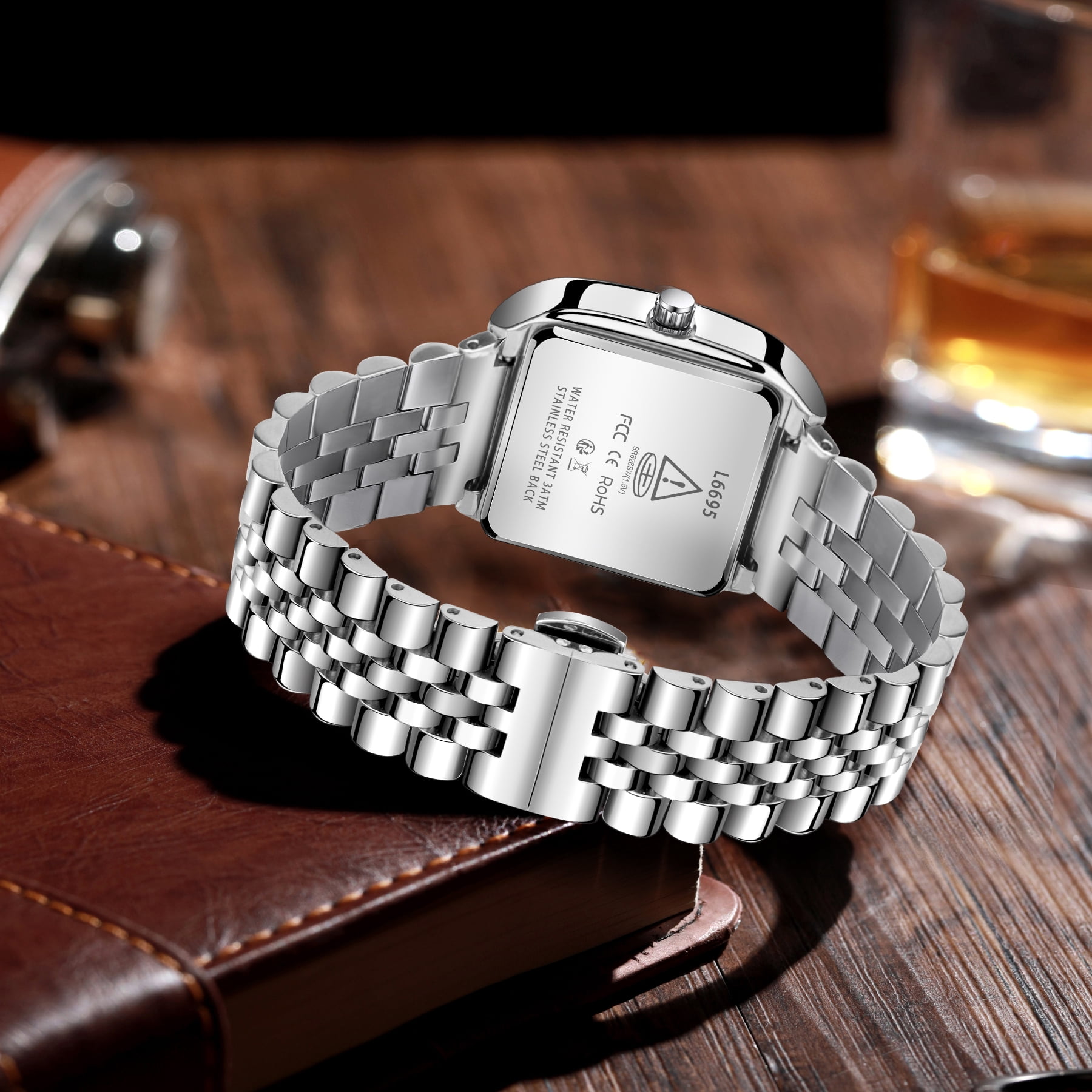 Watch for Men Luxury Casual Man Watches Waterproof Quartz Watch with Stainless Steel Strap,Rectangular Dial, Luminous Hands Birthday Gift for Men - Image 2