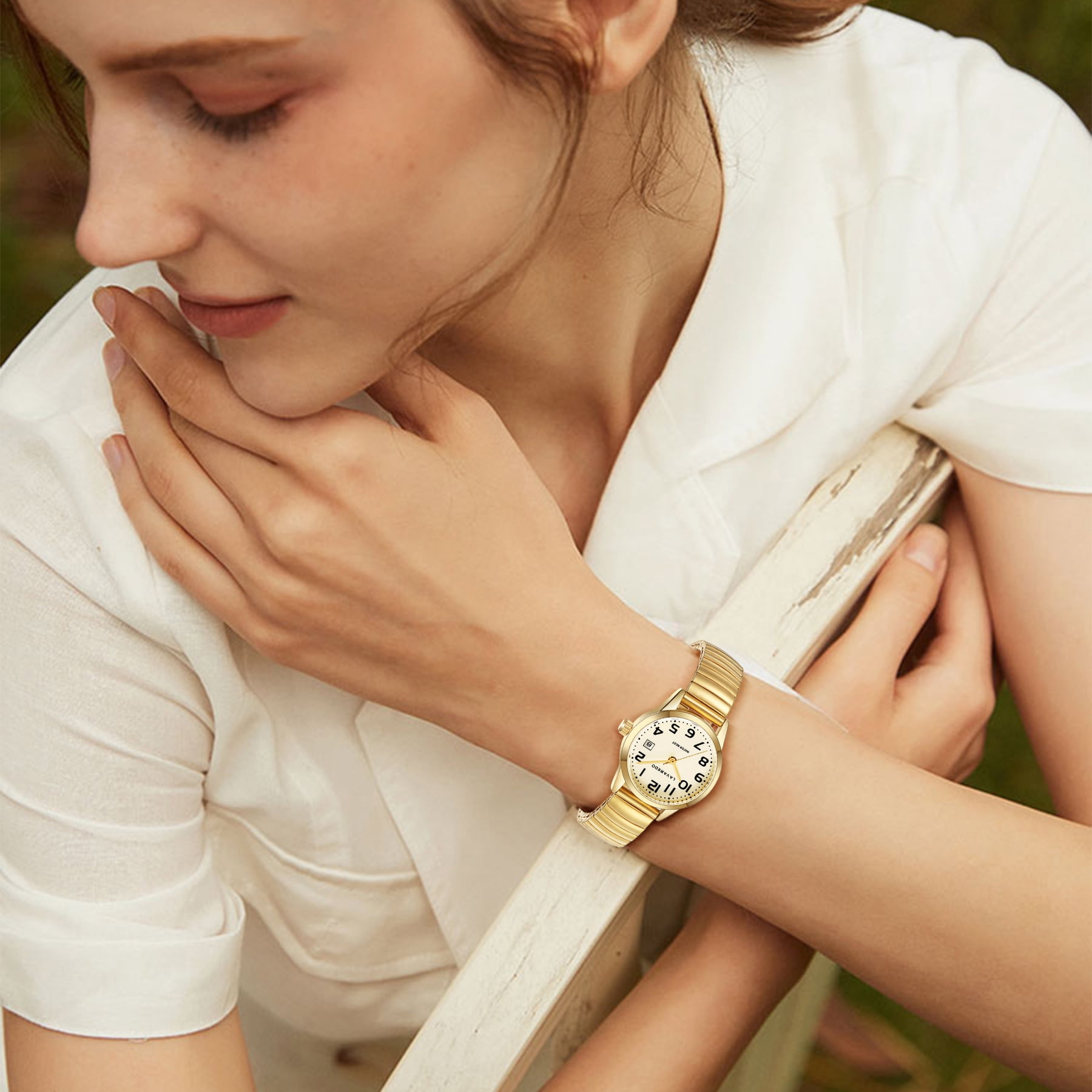 Watches for Women Easy Reader Analog Quartz Ladies Watches with Stainless Steel Expansion Band, Waterproof Watches Gift For Women -M Size - Image 2