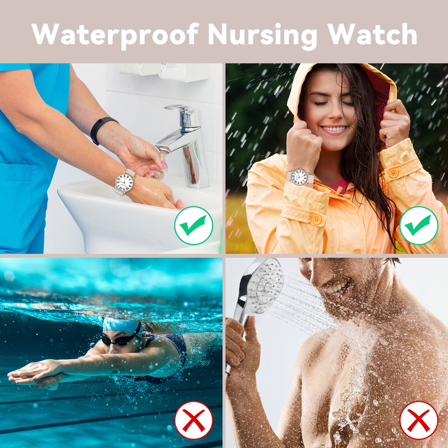 Watches for Women Ultra-Thin Waterproof Nurse Watch with Silicone Band,Military Time Luminous Easy Read Dial Watch Birthday Gift for Women Men - Image 4